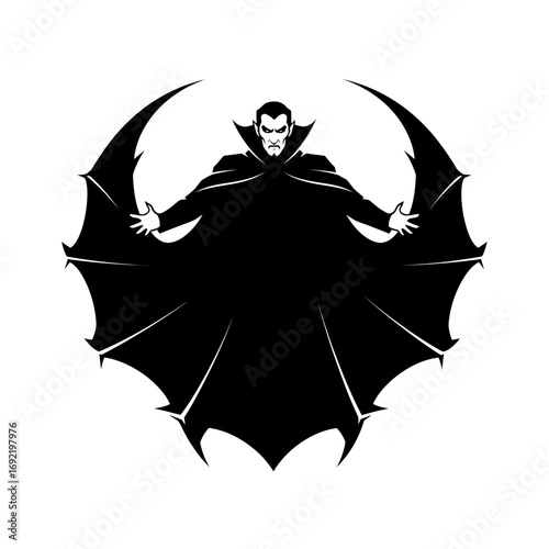 Vector art of vampire with bat wings vector illustration of a menacing vampire with outstretched arms, ready to strike