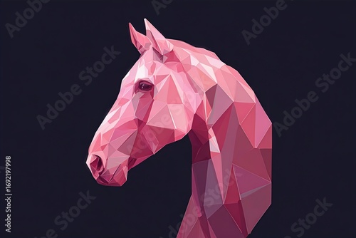 Polygonal low poly horse head digital illustration