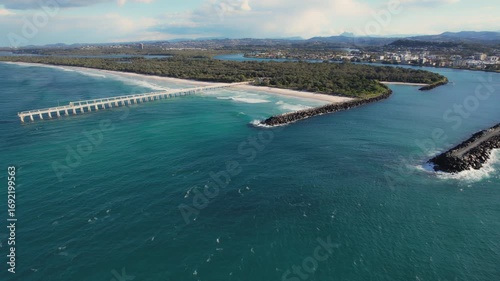 Wallpaper Mural Aerial View Of Tweed River Mouth And Tweed Sand Bypass In Fingal Head, New South Wales, Australia. Torontodigital.ca