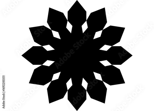 Vector round pattern black on white background. Graphic design element for advertising, printing, packaging and interior. Vector background. Sun, star, flower