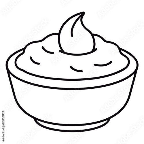 Delicious dip in a bowl.
