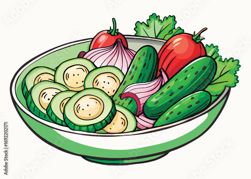 Colorful vegetable salad in a bowl.