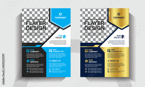 Editable Corporate Business Flyer Template. Modern Minimal Geometric Layouts for Marketing, Poster, Brochure and Advertising. 