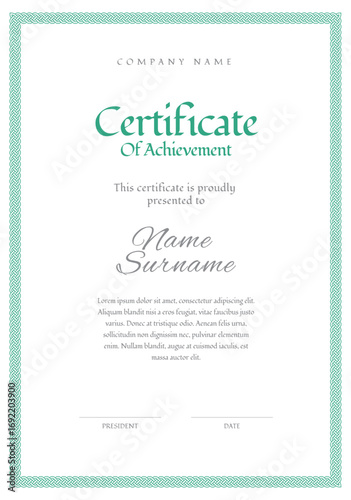 business certificate. Vertical template design vector illustration