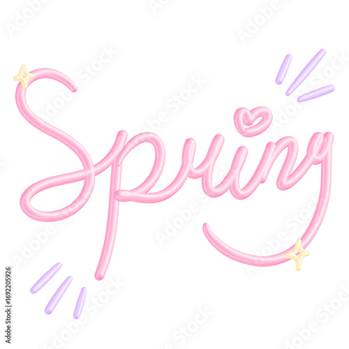 Wallpaper Mural Adorable Spring lettering with a glossy pink finish and decorative sparkles. Hand-drawn style typography isolated on a white background Torontodigital.ca