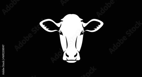 Minimalist Black and White Cow Face Logo Vector