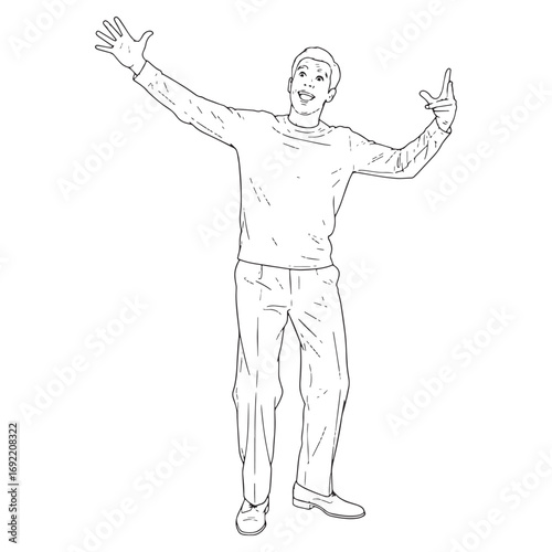 Stage and Film Actor Lineart – Actor Vector Illustration with Refined Dramatic Form – Actor Drawing – Line Art Drawing of Actor – Actor Icon