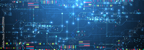 Abstract technology concept. Circuit board color background. Vector illustration