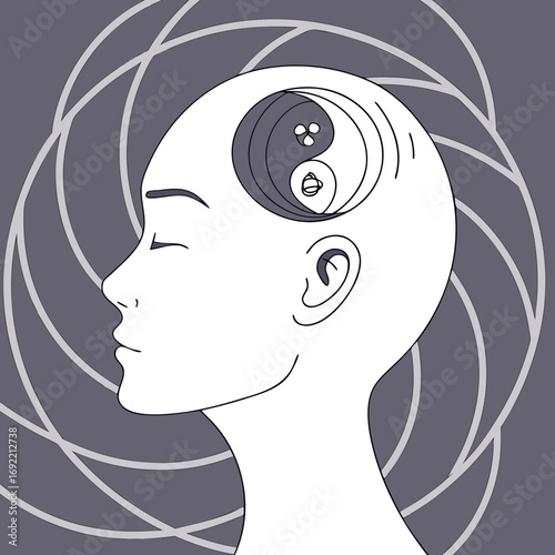 Yin yang balance mind concept meditation zen buddhism harmony wellness peace illustration