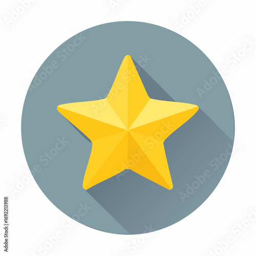 Golden star award icon symbolizing excellence success achievement and recognition in a modern flat design