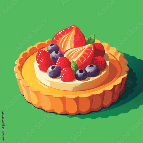 Delicious fruit tart with fresh berries.