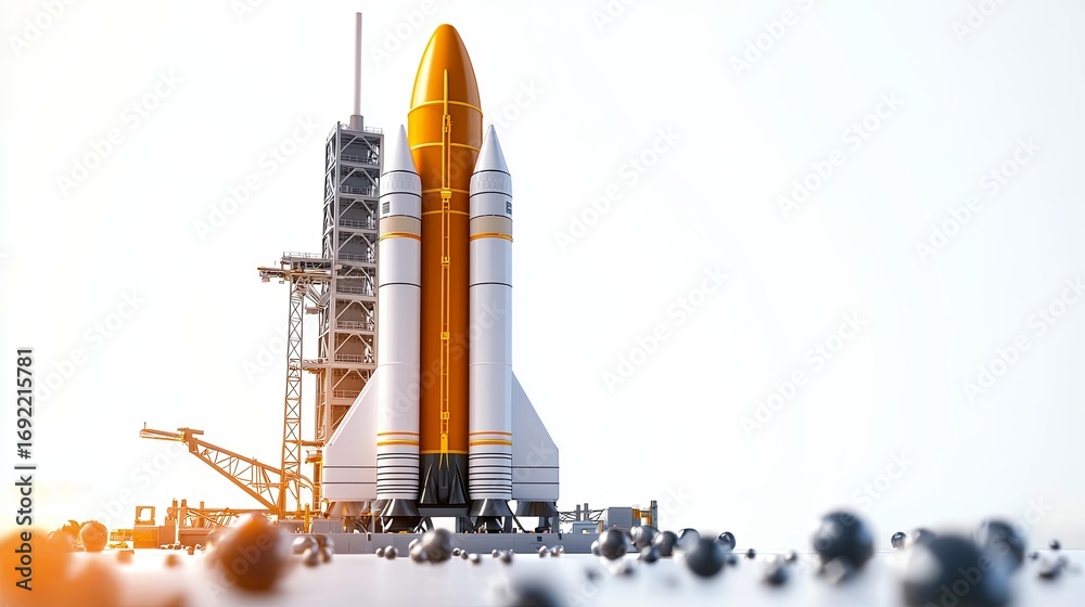 Obraz premium Rocket launch pad isolated on white background