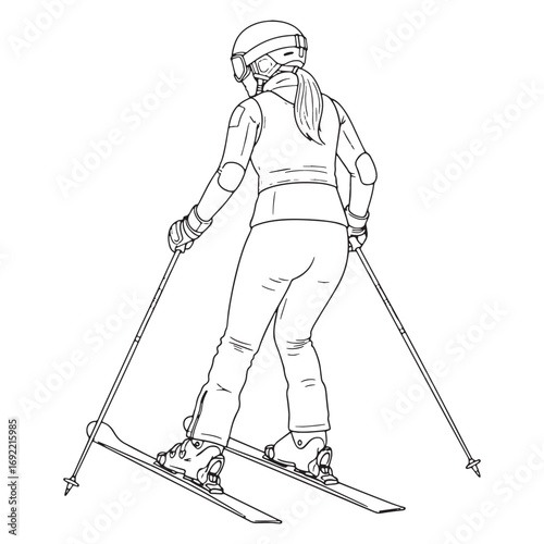 Artistic Alpine Skier Lineart – Alpine Skier Vector Outline Drawing with Smooth Athletic Features – Alpine Skier Drawing – Vector of Alpine Skier – Alpine Skier Outline