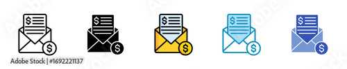 Payslip  Icon Set Multiple Style Collection