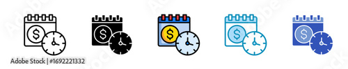Pay Date  Icon Set Multiple Style Collection