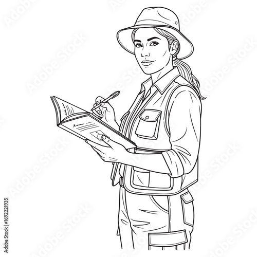 Anthropology Archaeologist Lineart – Archaeologist Vector Illustration with Cultural History Design – Archaeologist Drawing – Line Art Drawing of Archaeologist – Archaeologist Icon
