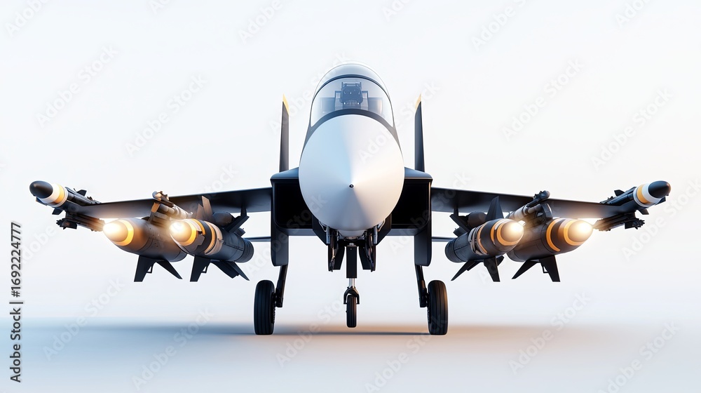 Fototapeta premium AI-driven missile targeting system isolated on white background