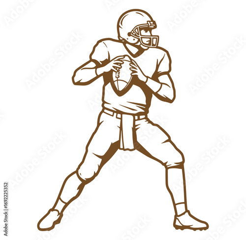 American football quarterback silhouette preparing to throw the ball ready for action