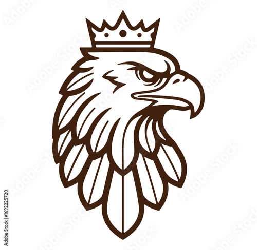 Crowned eagle head illustration detailed and elegant artwork for emblem and heraldic purposes