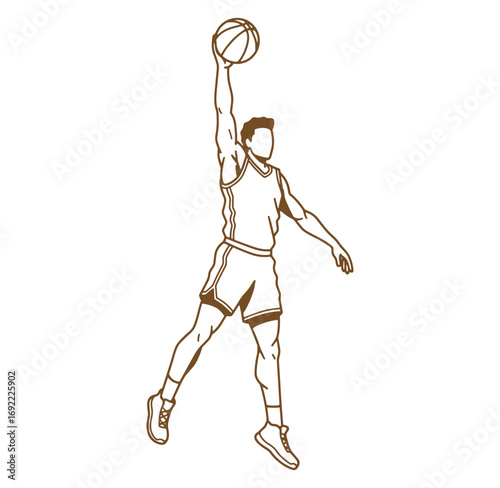 Dynamic basketball player dribbling and preparing to shoot the ball vector illustration