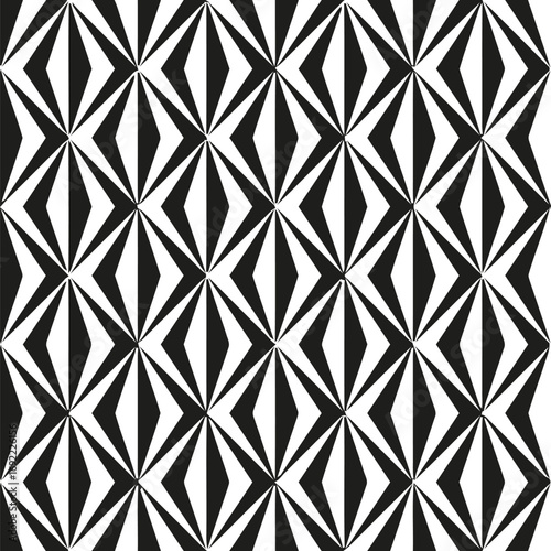 Geometric black and white abstract pattern with repeating diamond shapes