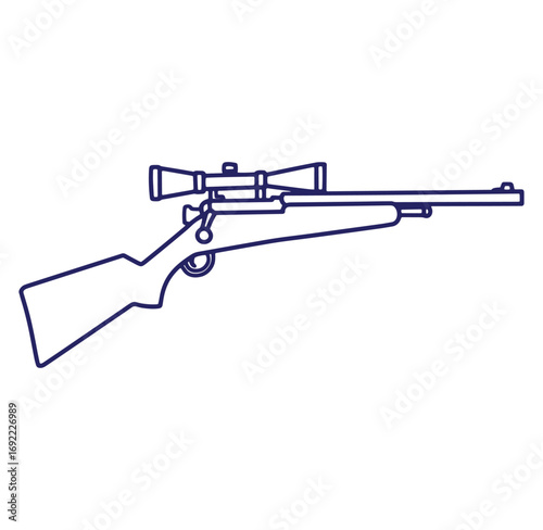 Outlined vector illustration of a modern sniper rifle with scope and detailed accuracy