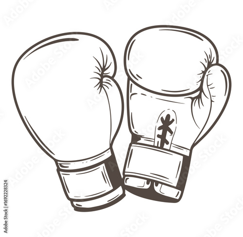 Two boxing gloves sketch illustrating combat sport and representing strength and training
