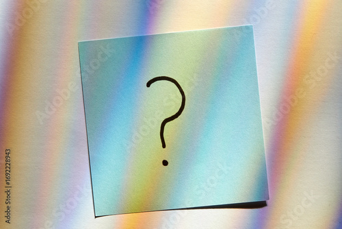 Question mark on post it note