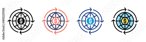 Globalization Icon Set Multiple Style Collection