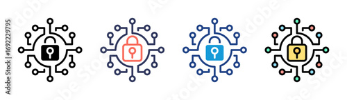 Cyber Security Icon Set Multiple Style Collection