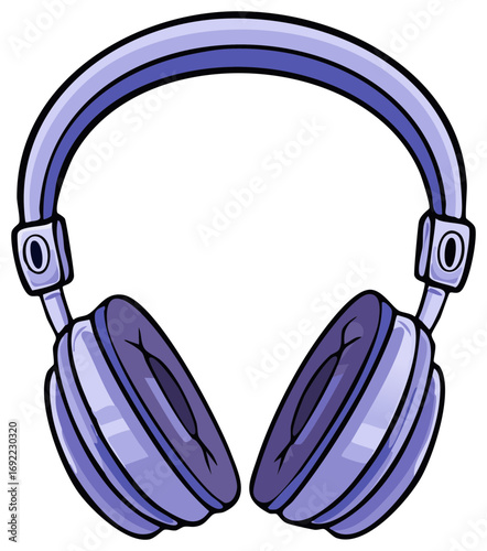 Isolated cartoon vector illustration of blue headphones for listening to music and audiobooks.