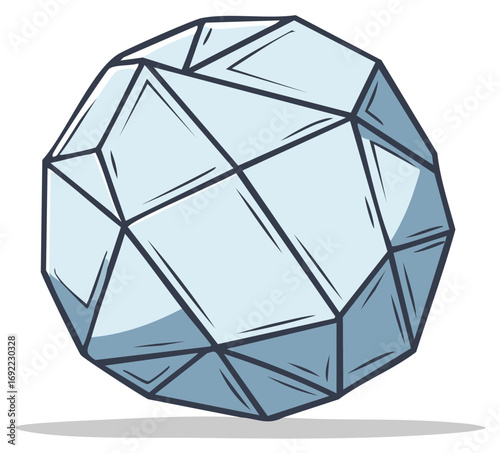 Geometric Shape with Multiple Faces Polyhedron Construction Light Blue Shading