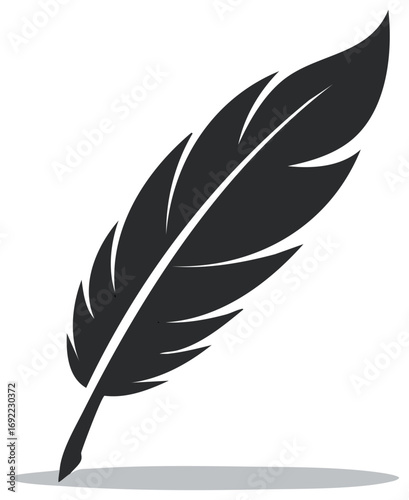Elegant Black Feather Quill Pen Simple Illustration for Writing and Literature Symbolism