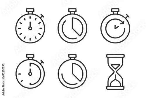 Various stopwatch and hourglass icons displaying different time measures