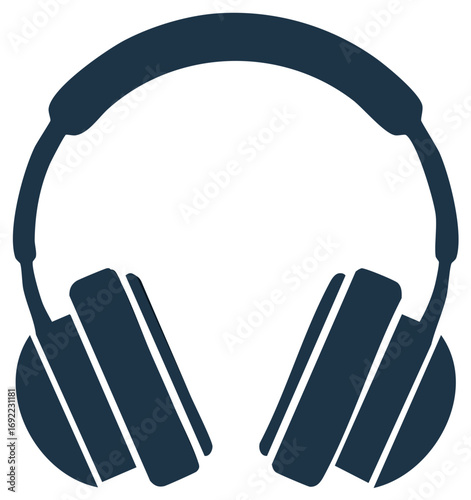Dark Blue Headphones for Music and Audio Listening Vector Graphic