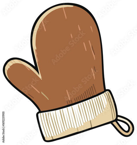 Brown oven mitt cartoon isolated kitchen accessory