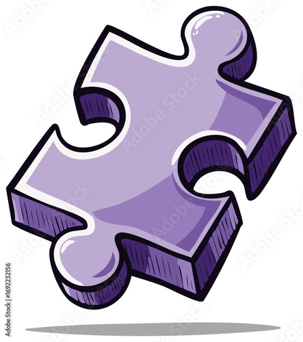 Single jigsaw piece floating in light purple tone and dark edging suggesting a solution or connection