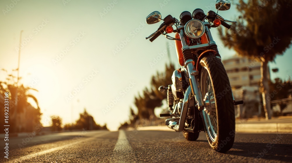 Obraz premium Classic motorcycle on sunny road