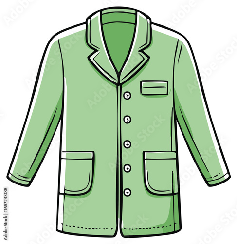 Green medical lab coat or scientist uniform cartoon illustration