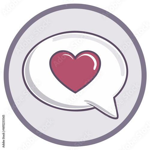 Heart Symbol in Speech Bubble Icon for Love Messages and Communication