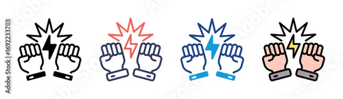 Fight Icon Set Multiple Style Collection