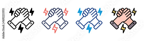 Arm Wrestling Icon Set Multiple Style Collection