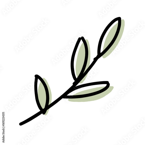シンプルな手書き風葉っぱのイラスト素材