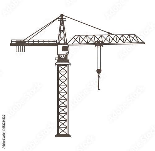 Brown silhouette of a construction crane vector illustration isolated on white background