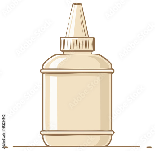 Plastic Squeeze Bottle Illustration for Food or Chemical Use with Pointed Applicator Tip