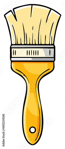 Cartoon paint brush illustration, yellow and black artwork, art supply element