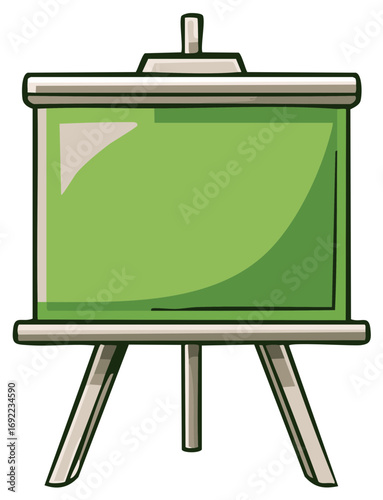 Vibrant green blank chalkboard or whiteboard on a sturdy easel stand illustration