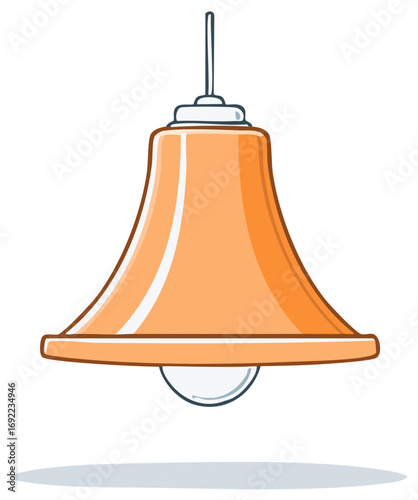 Retro Orange Ceiling Lamp Cartoon Illustration, Home Lighting Fixture