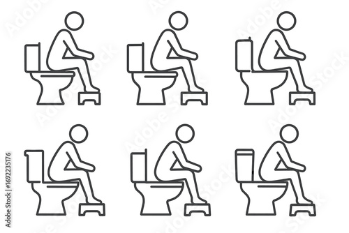 Diagram illustrating correct toilet posture with footstool for optimal digestion