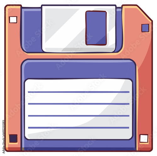Vivid vector illustration of a retro floppy disk symbolizing obsolete data storage